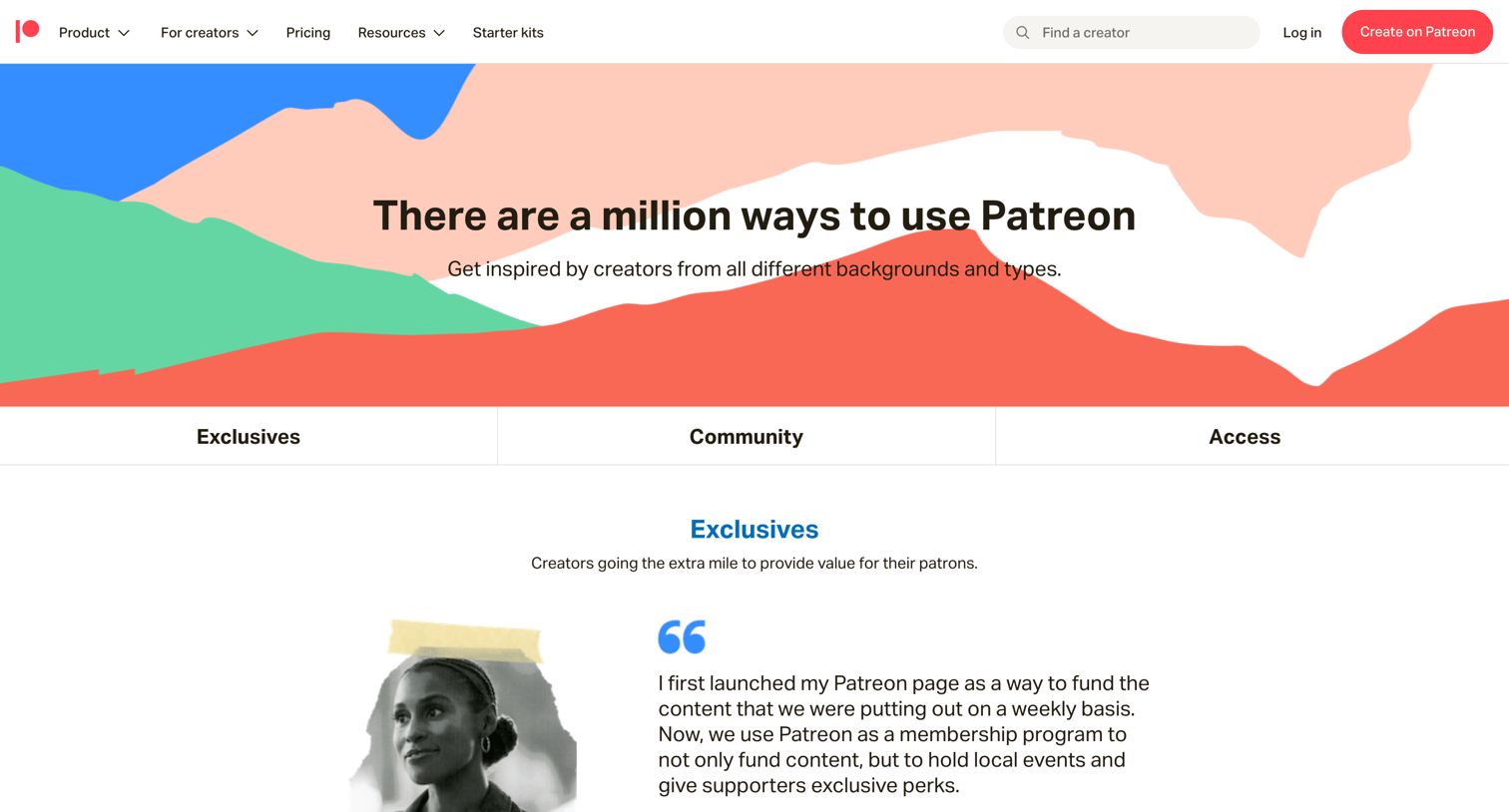 Patreon - Explore | Patreon screen