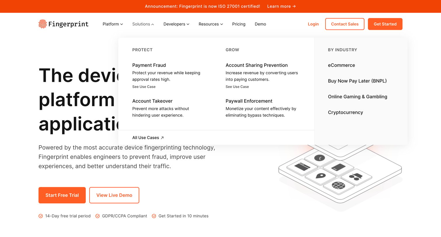 Fingerprint - Fingerprint Pro - Formerly FingerprintJS - Device fingerprinting screen