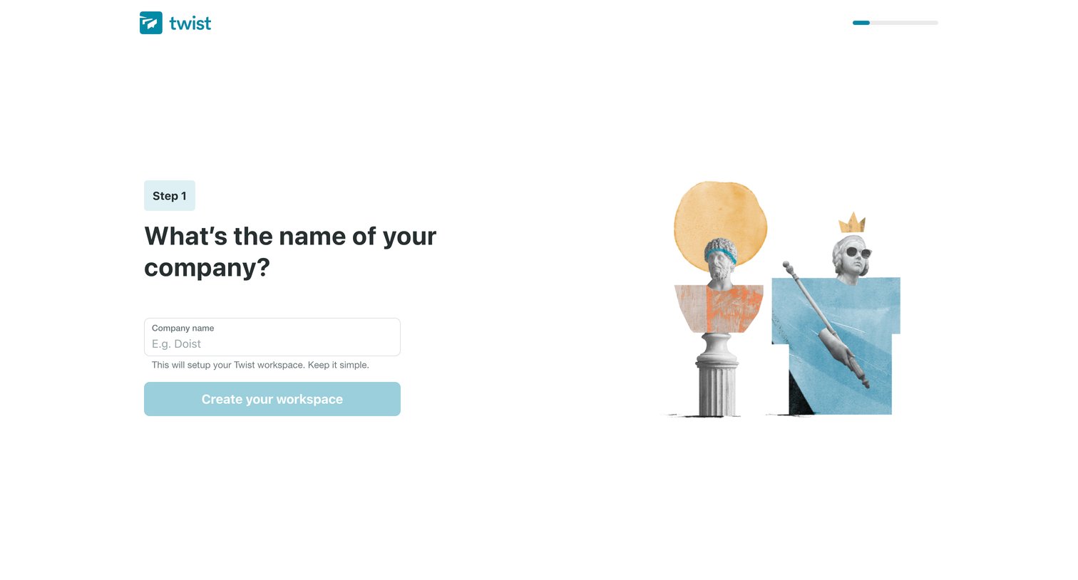 Twist - What’s the name of your company | Twist screen