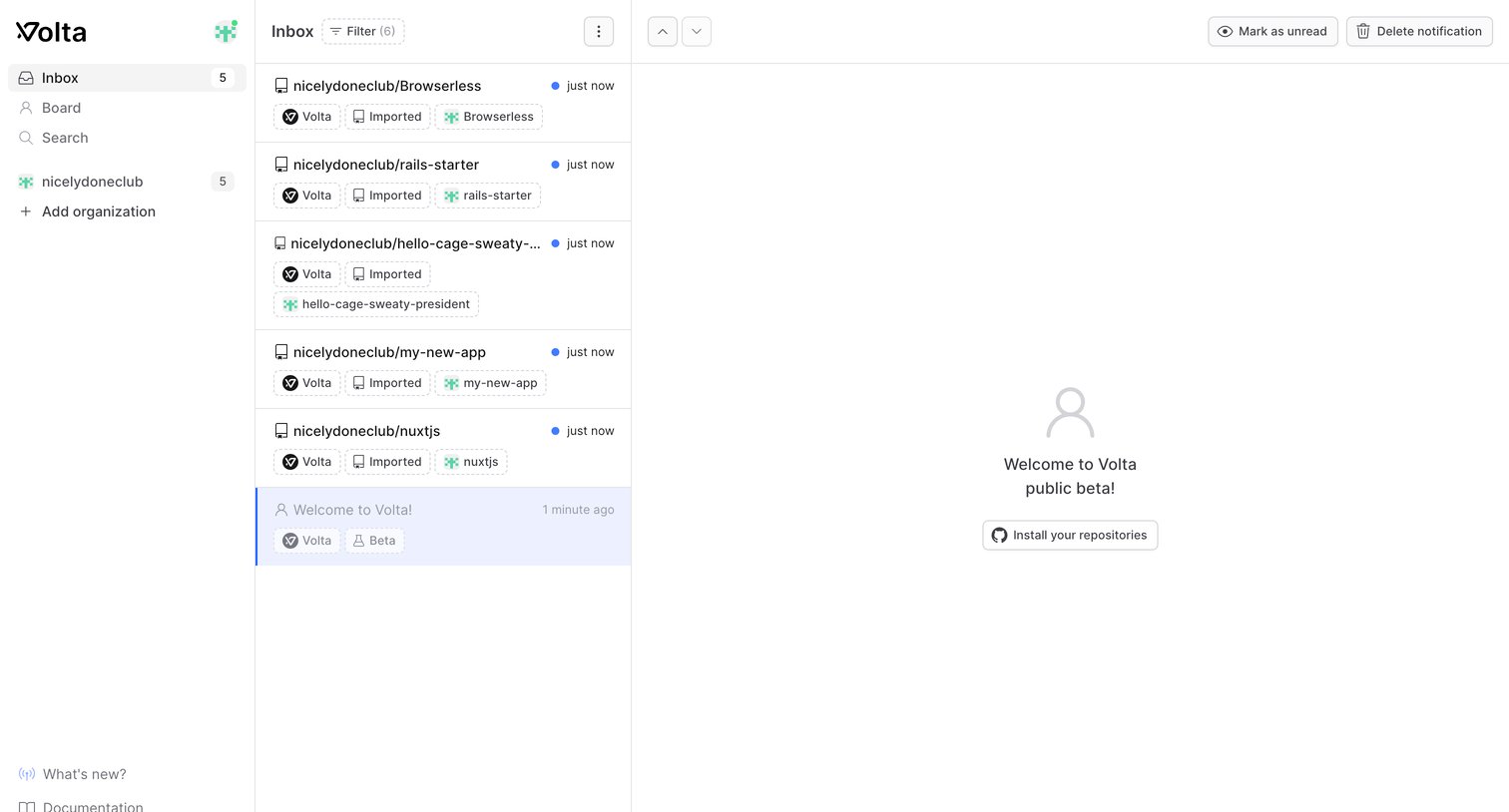 Volta - Inbox · Volta screen