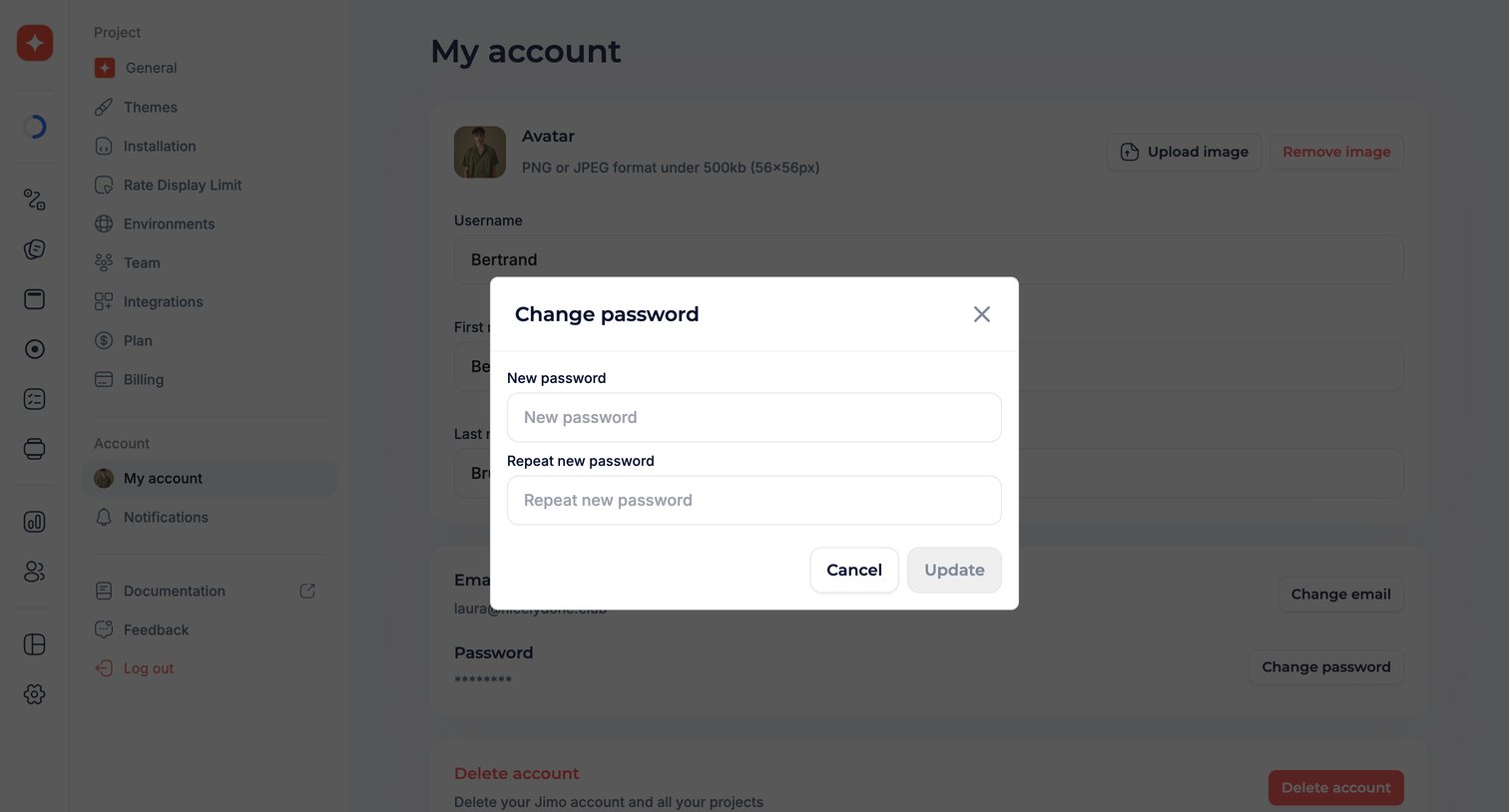 Jimo - Set your profile · Jimo screen