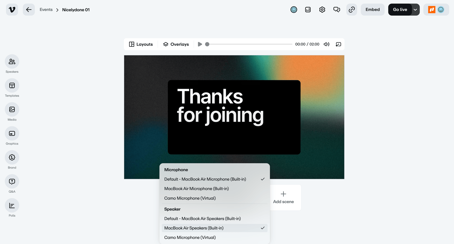 Vimeo screen