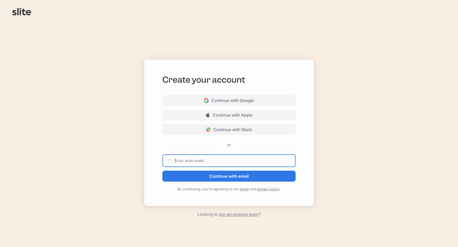 Slite - Get started | Slite screen