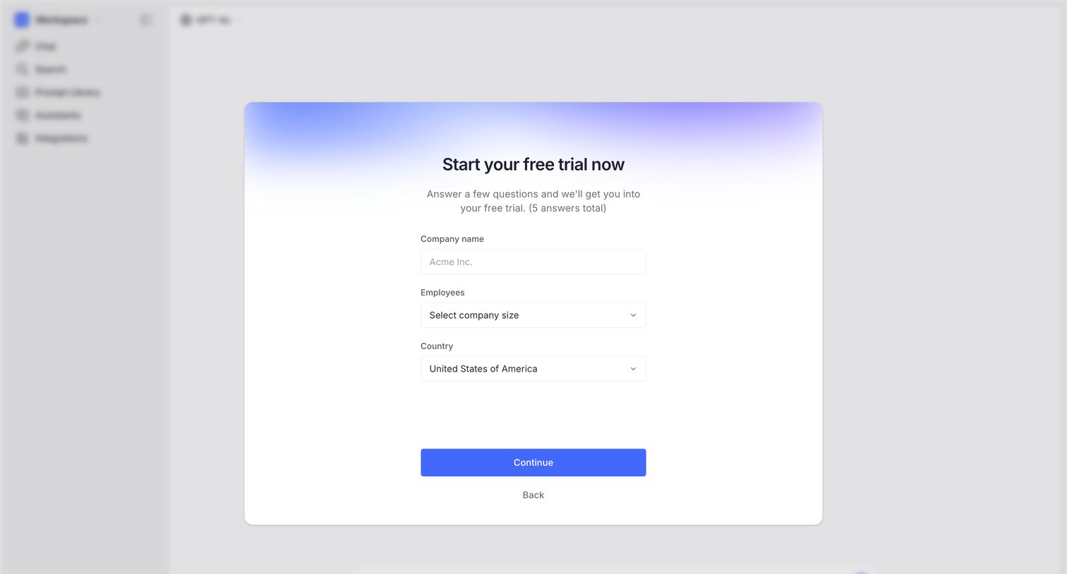 Langdock - Create a new workspace screen