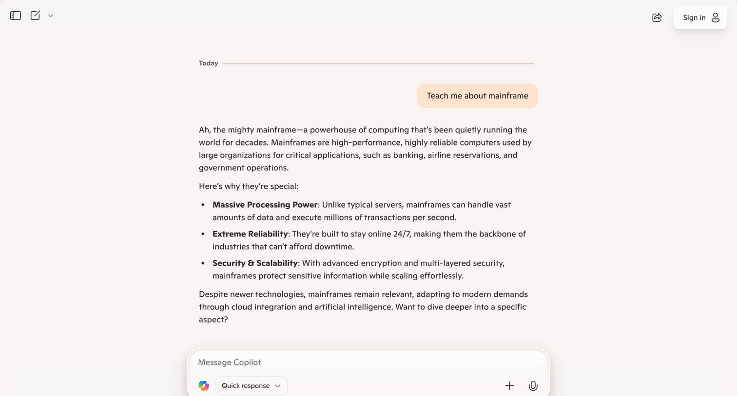 Copilot - Microsoft Copilot: Your AI companion screen