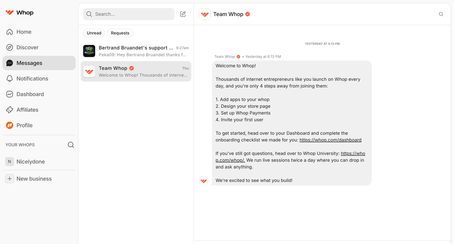 Team Whop | Messages | Whop from Whop