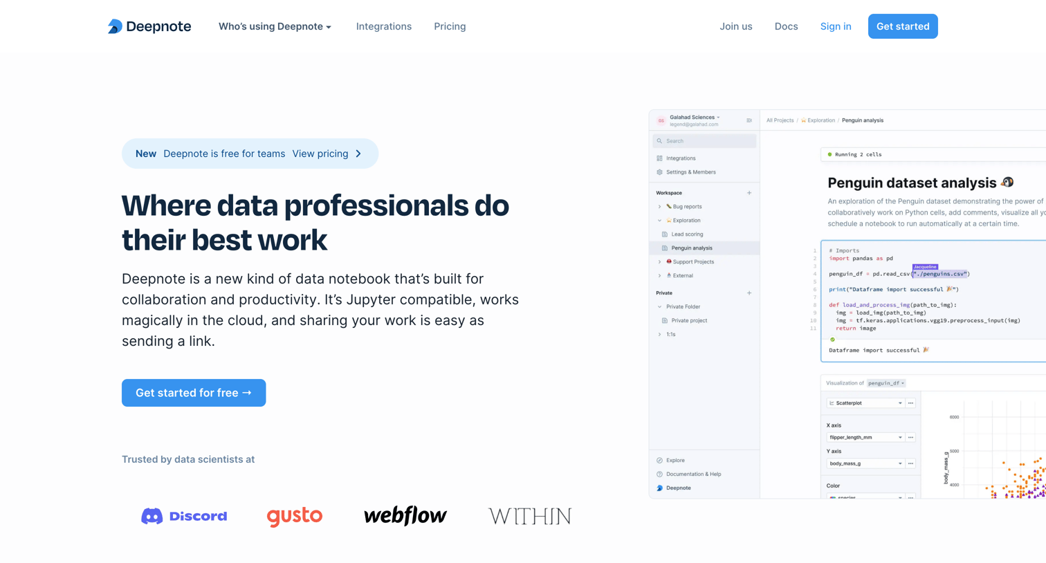 Deepnote - Deepnote - For data professionals screen