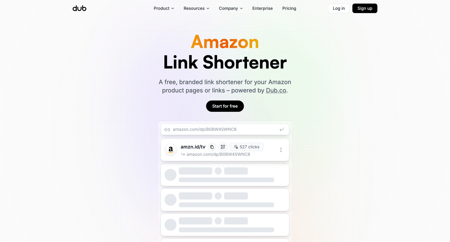 Dub - Amzn.id – Free Amazon Link Shortener | Dub.co screen