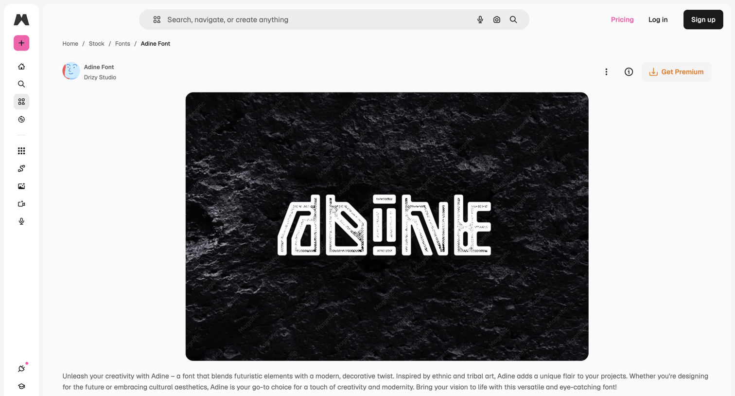 Magnific - Adine Font | Download on Magnific screen