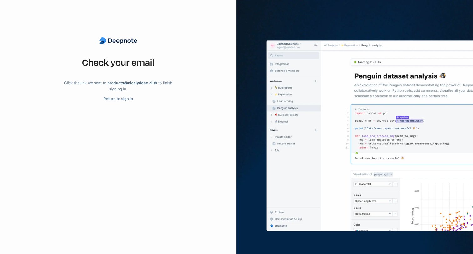 Deepnote - Sign in screen