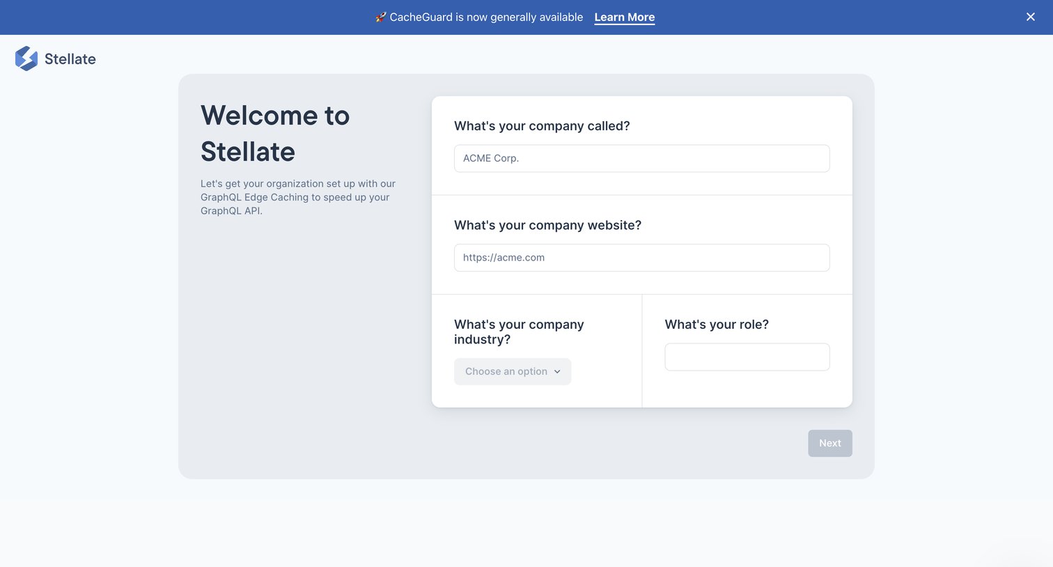 Stellate - Onboarding - Stellate screen