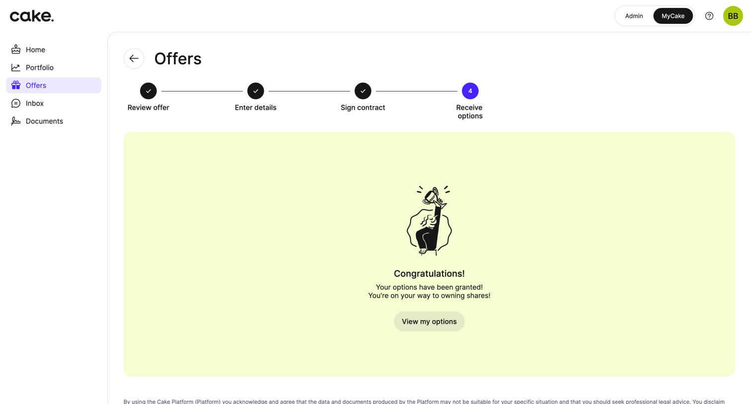 Cake - Cake Portfolio App screen