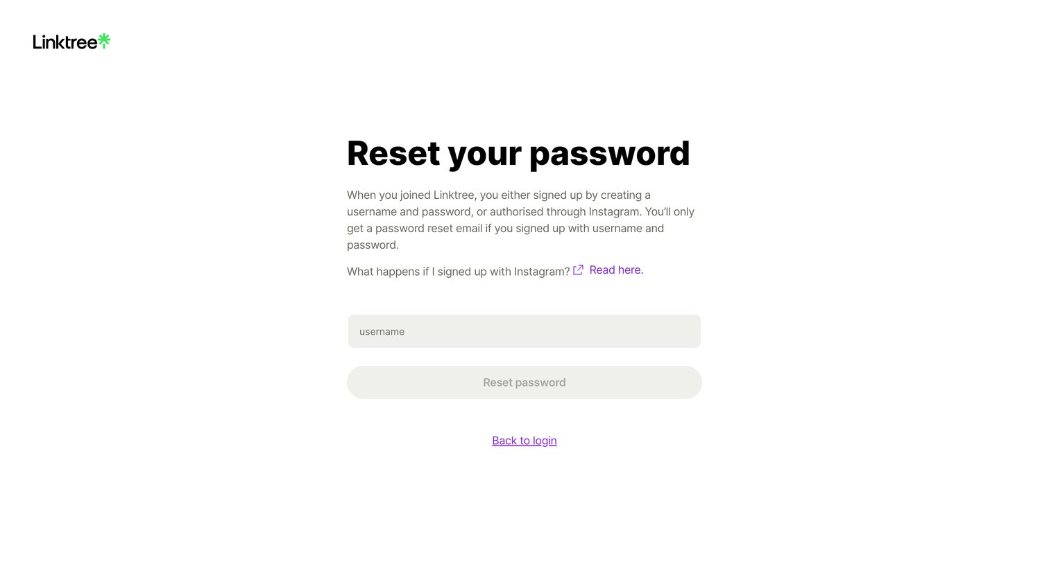 Linktree screen