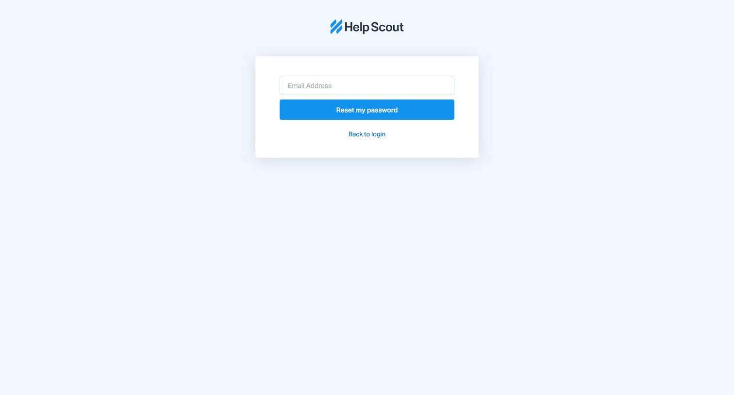 Help Scout - Recover your Help Scout password screen