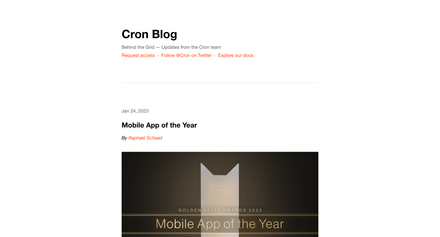 Cron - Cron Blog screen
