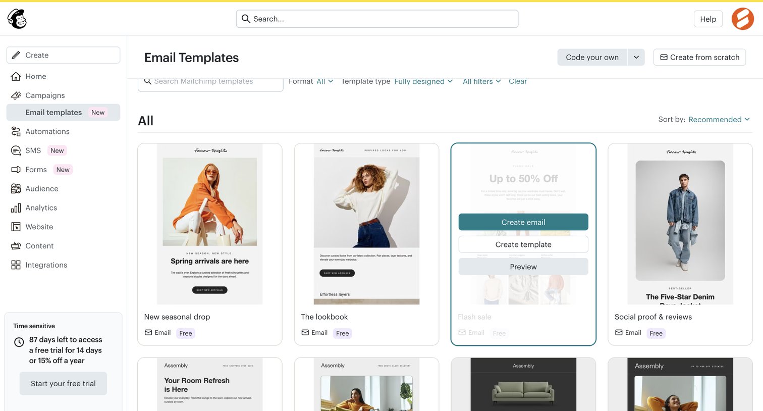 Mailchimp - Email Templates | Mailchimp screen