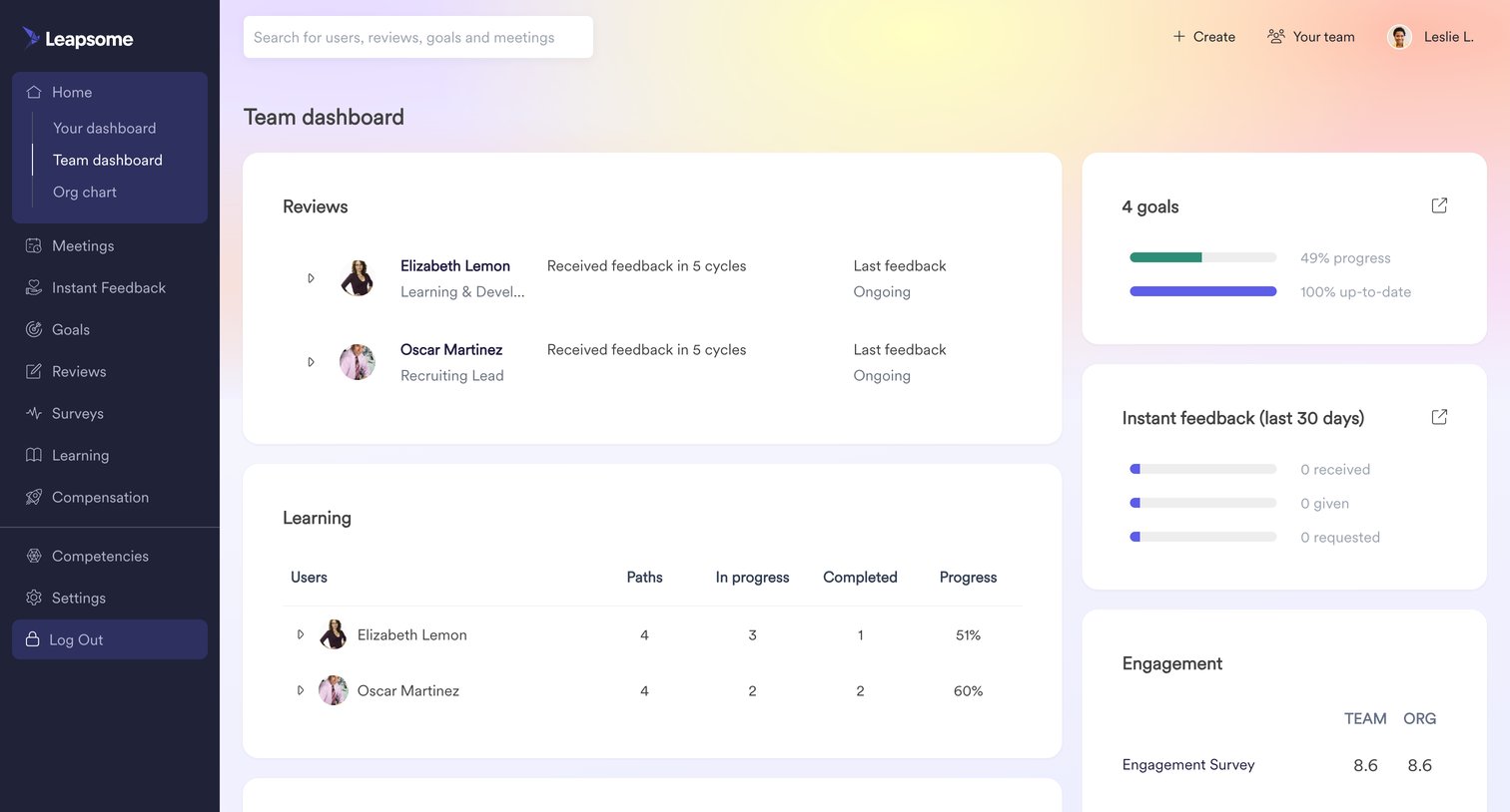 Leapsome - Home | Team Leapsome Leapsome screen