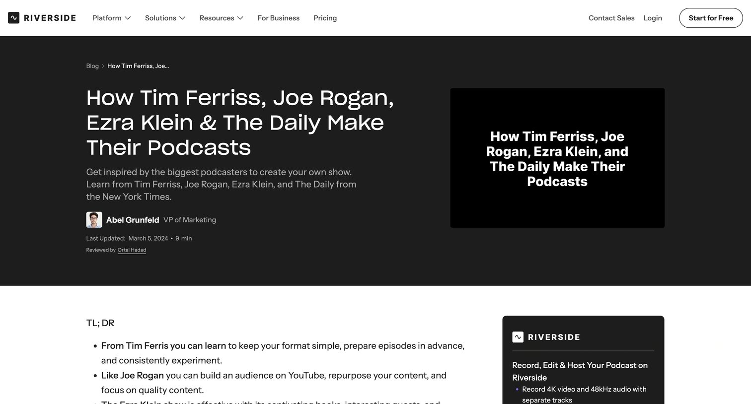 Riverside - Learn How Successful Podcasters Make Their Shows screen