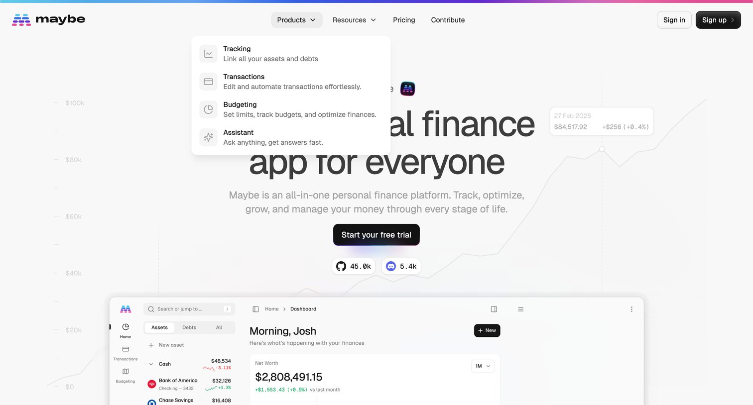 Maybe Finance - Maybe Finance The personal finance app for everyone screen