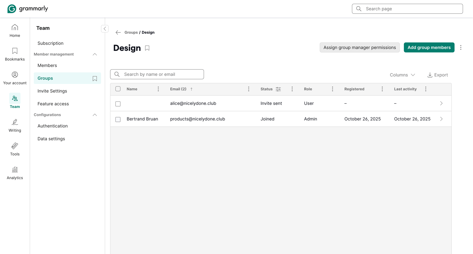 Grammarly - Account | Grammarly screen