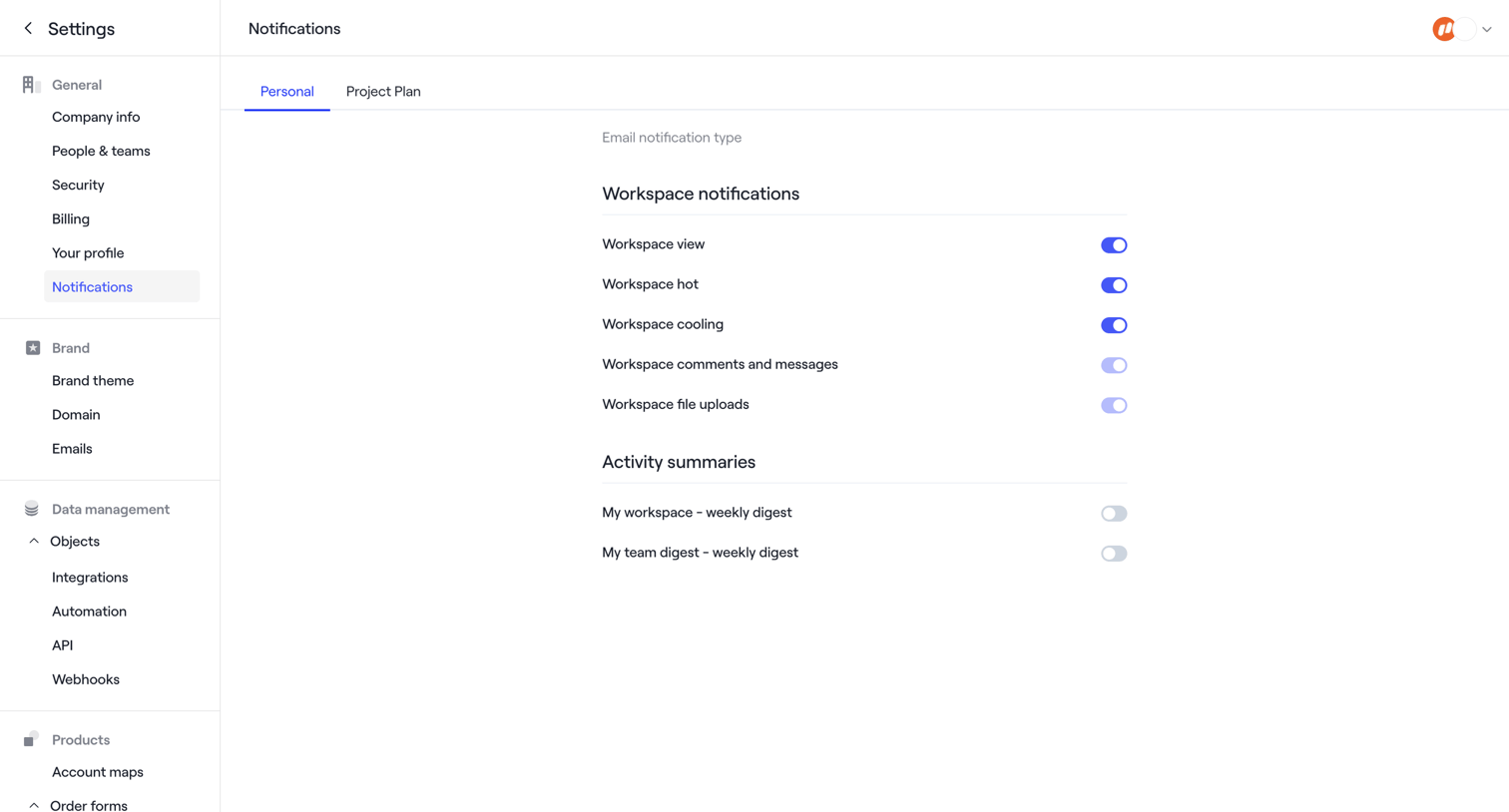 Dock - Dock · Settings screen