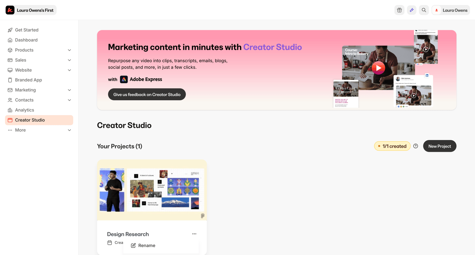 Kajabi - Creator Studio - Kajabi screen