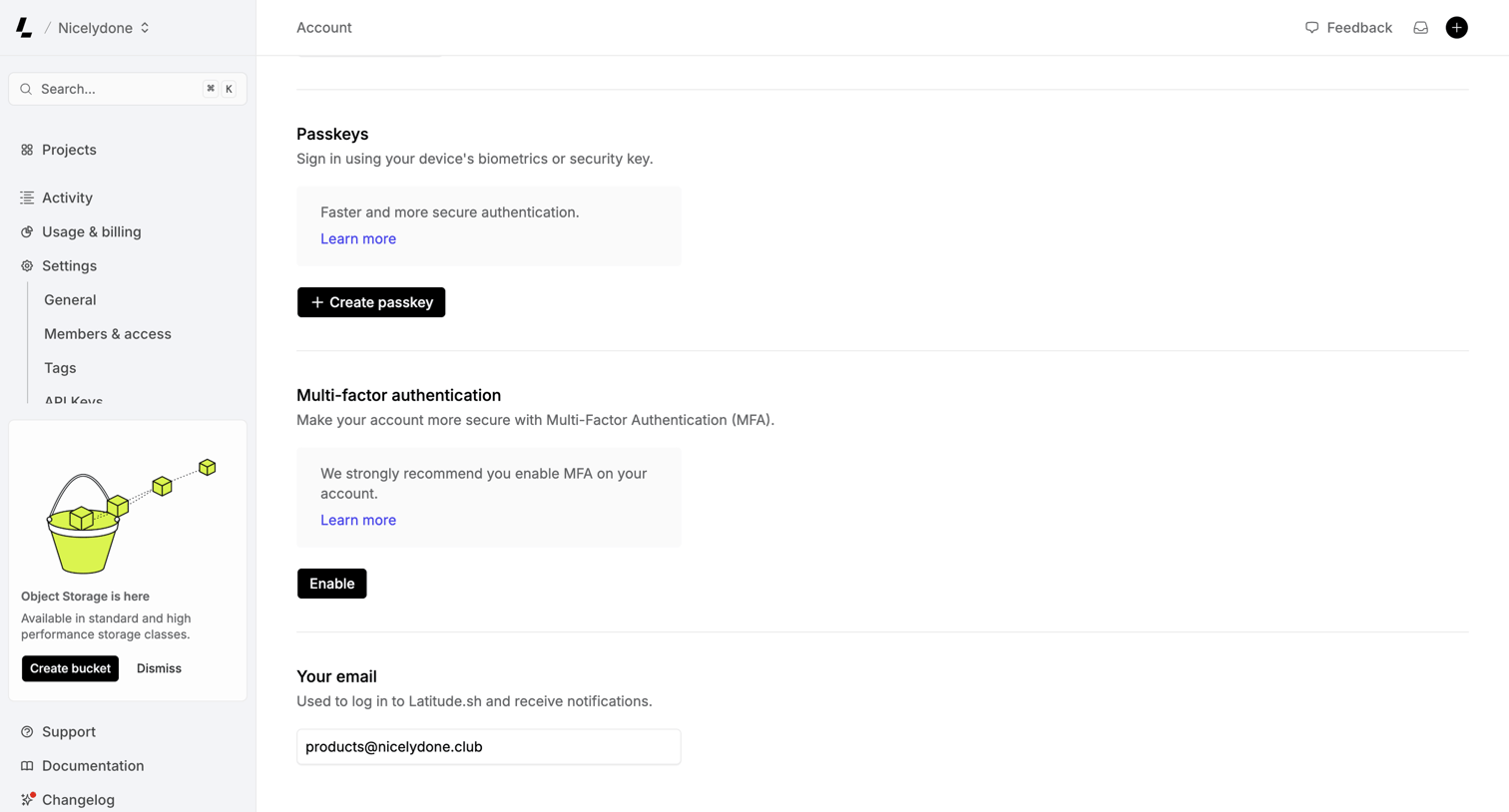Latitude.sh - Account – Dashboard - Latitude.sh screen