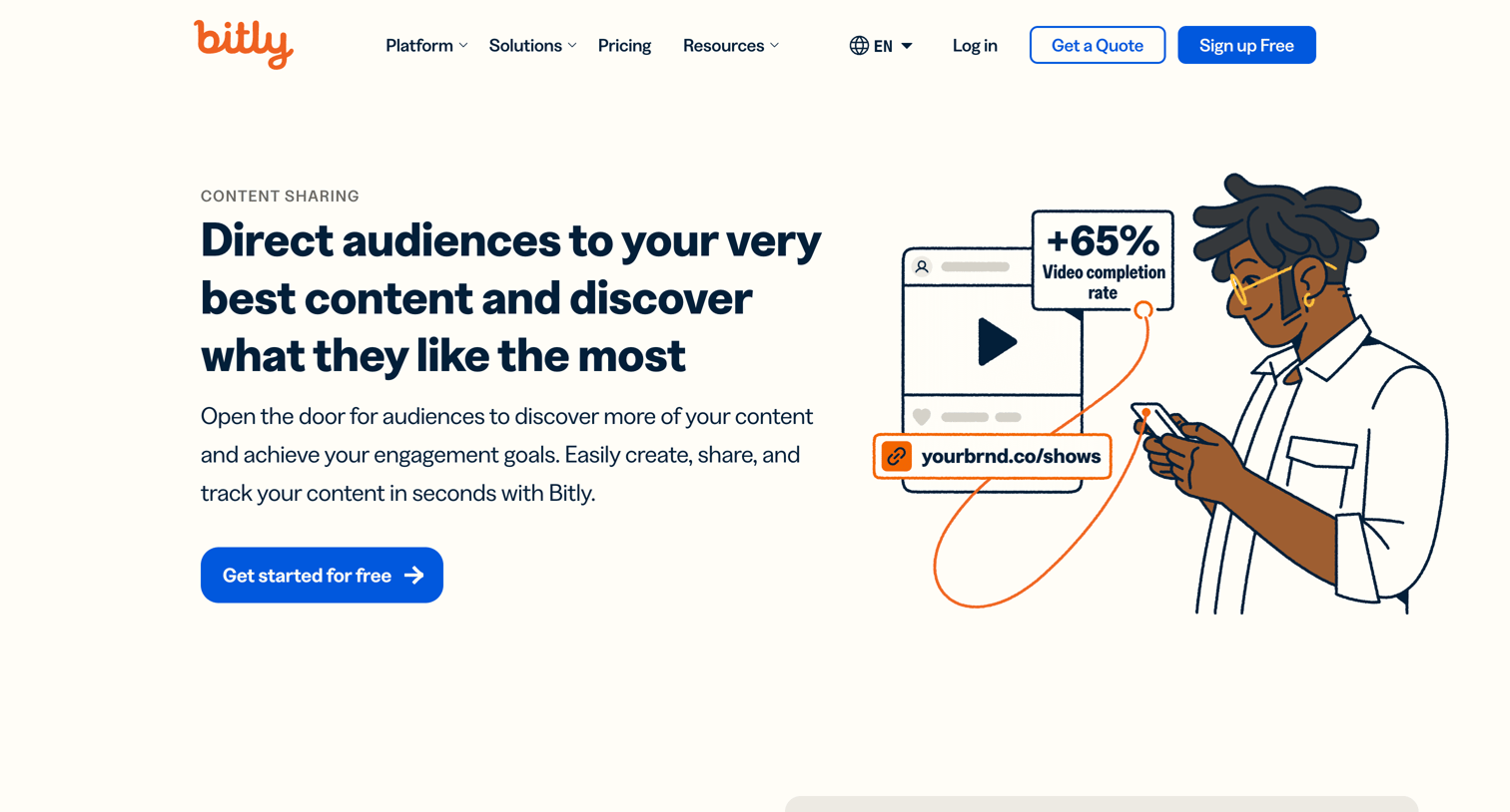 Bitly - Content Sharing with Powerful Engagement Analytics | Bitly screen