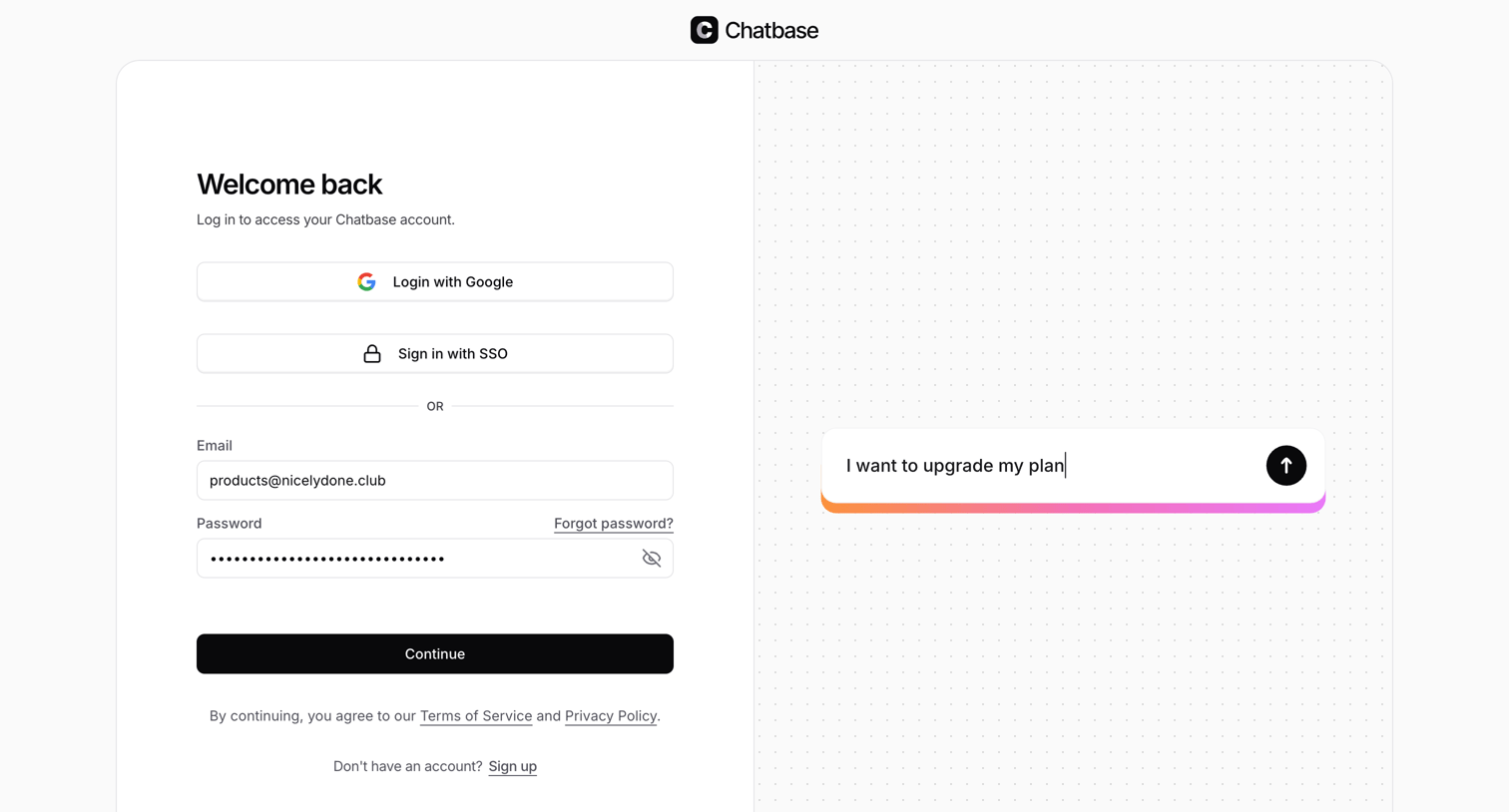 Chatbase - Sign In - Chatbase screen