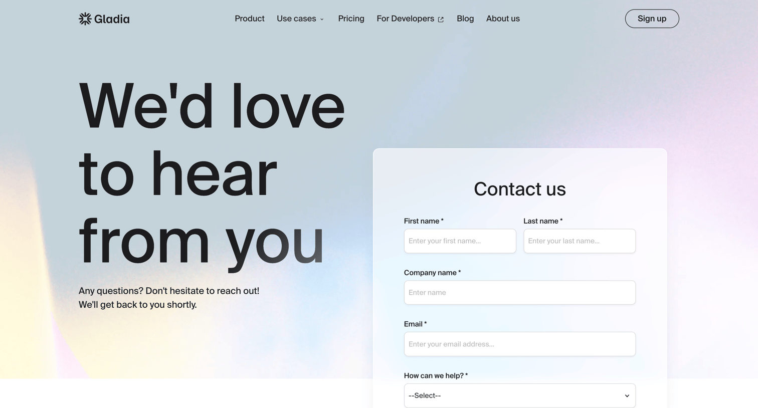 Gladia - Gladia - Contact screen