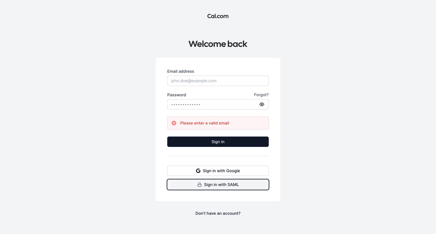 Cal.com - Login | Cal.com screen