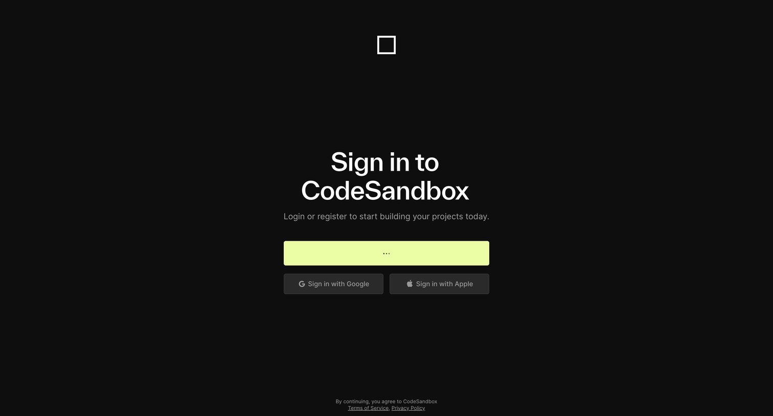 CodeSandbox screen