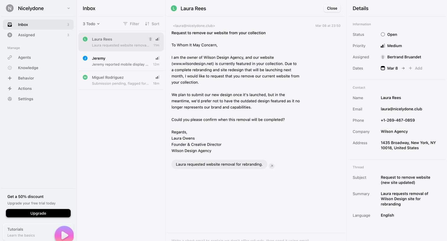 Lemni - Inbox › Laura Rees screen