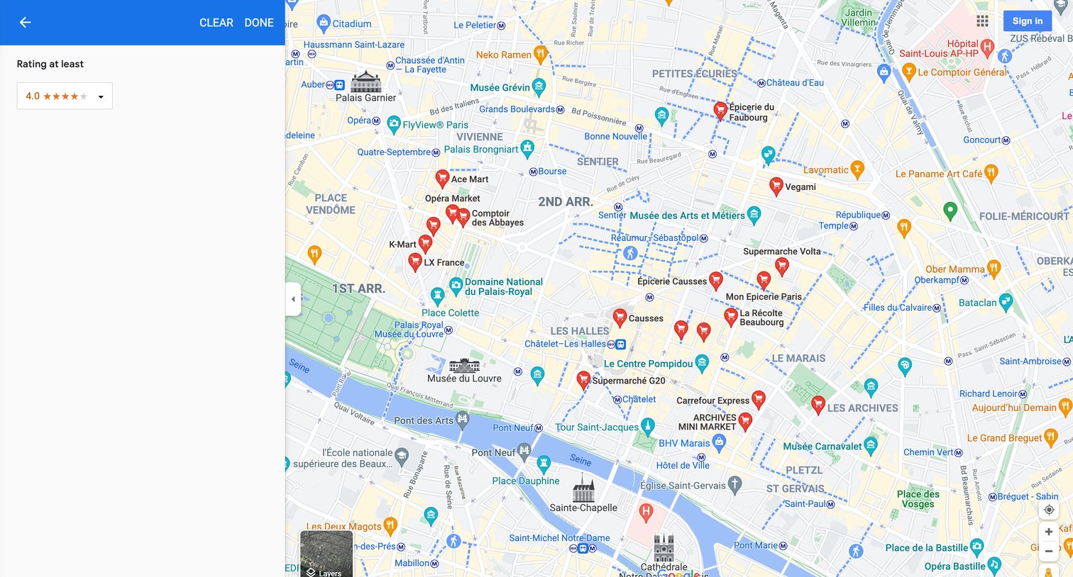 Google maps - Groceries - Google Maps screen