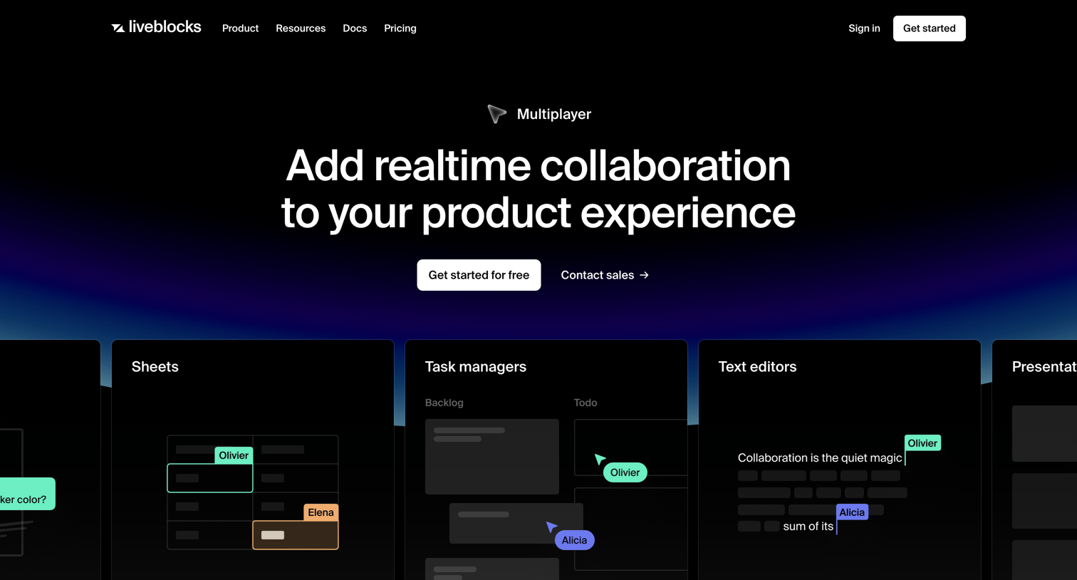 Liveblocks - Liveblocks Multiplayer  Realtime collaboration screen
