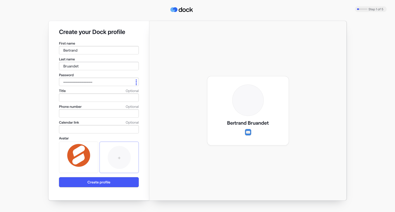 Dock - Register · Dock screen