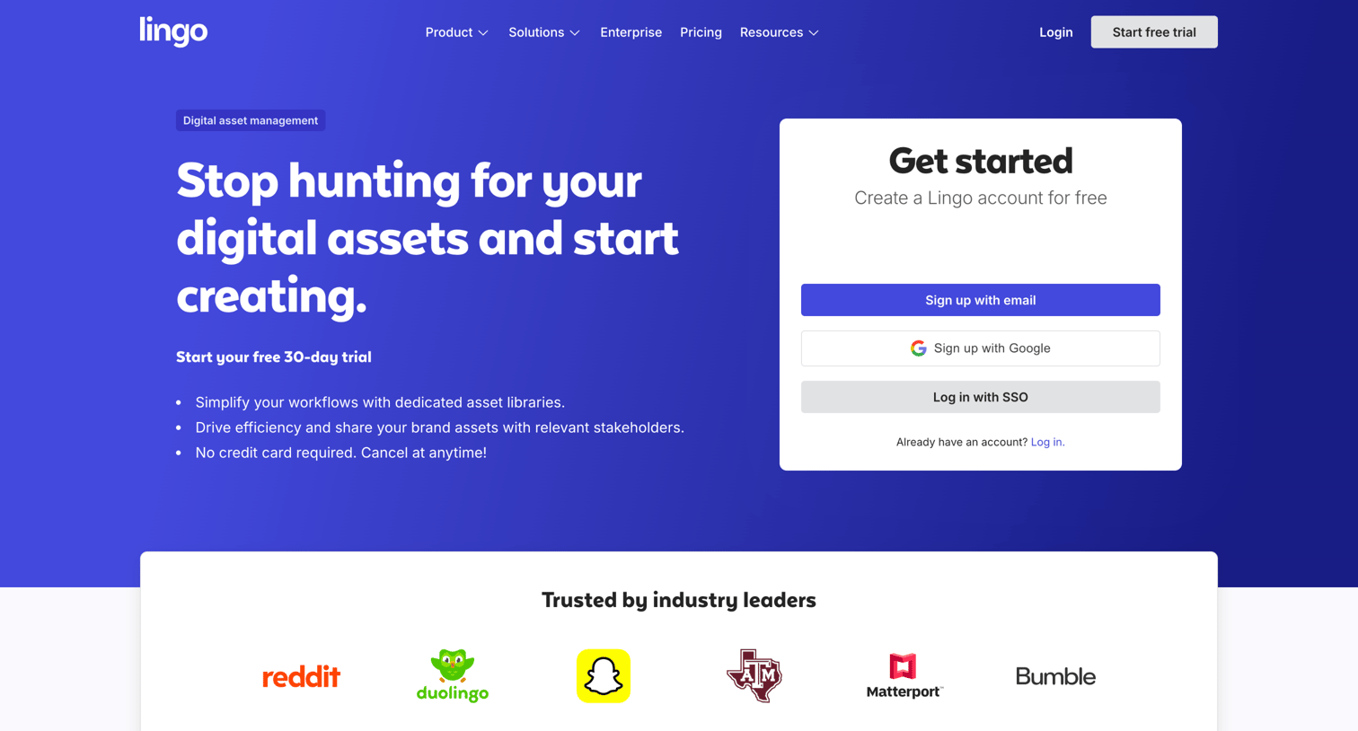 Lingo - Get started screen
