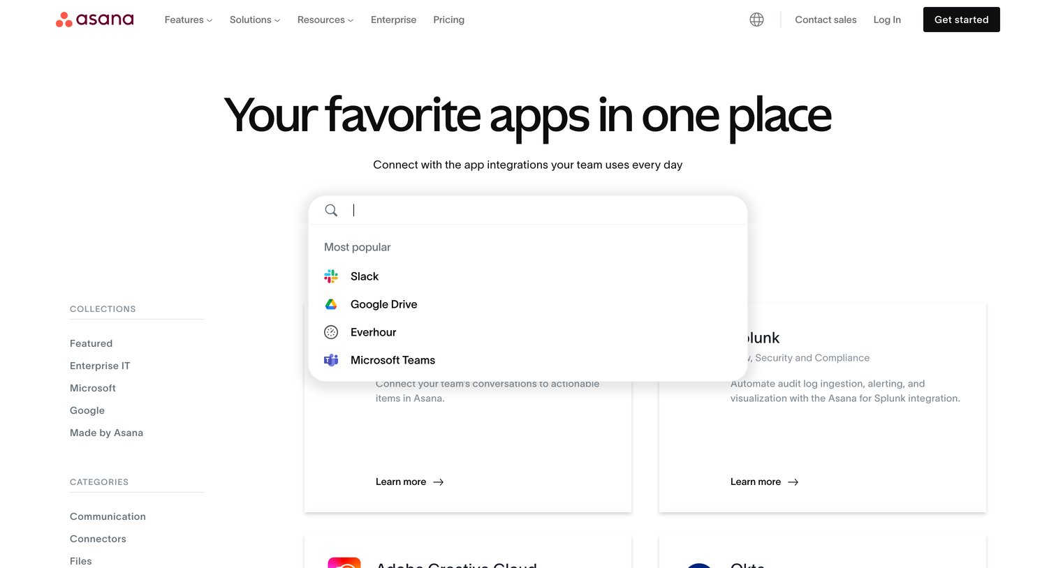 Asana - Asana Apps and Integrations • Asana screen