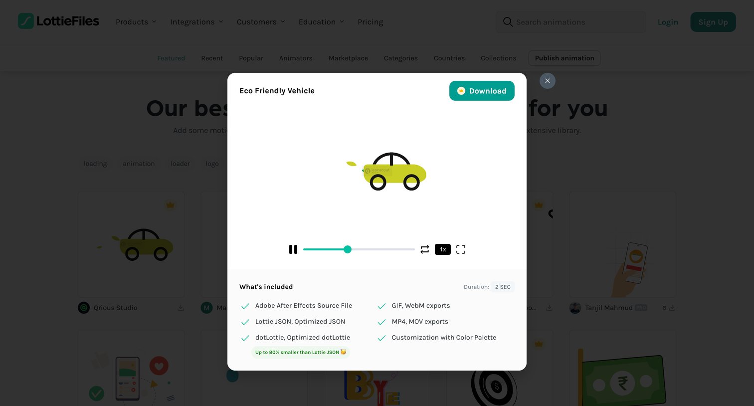 Lottie - Featured animations from our community screen