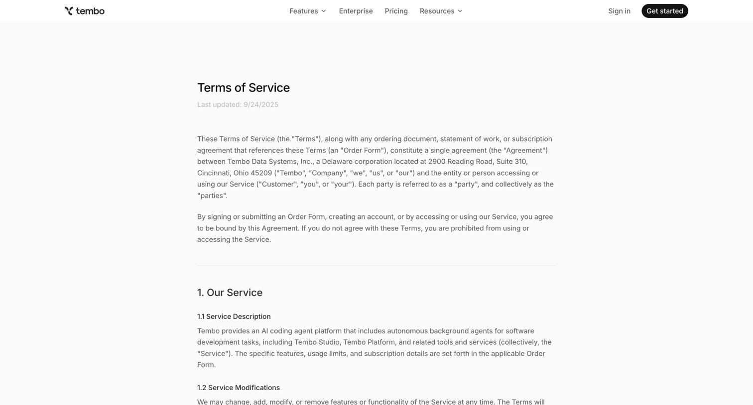 Terms of Service – Tembo from Tembo