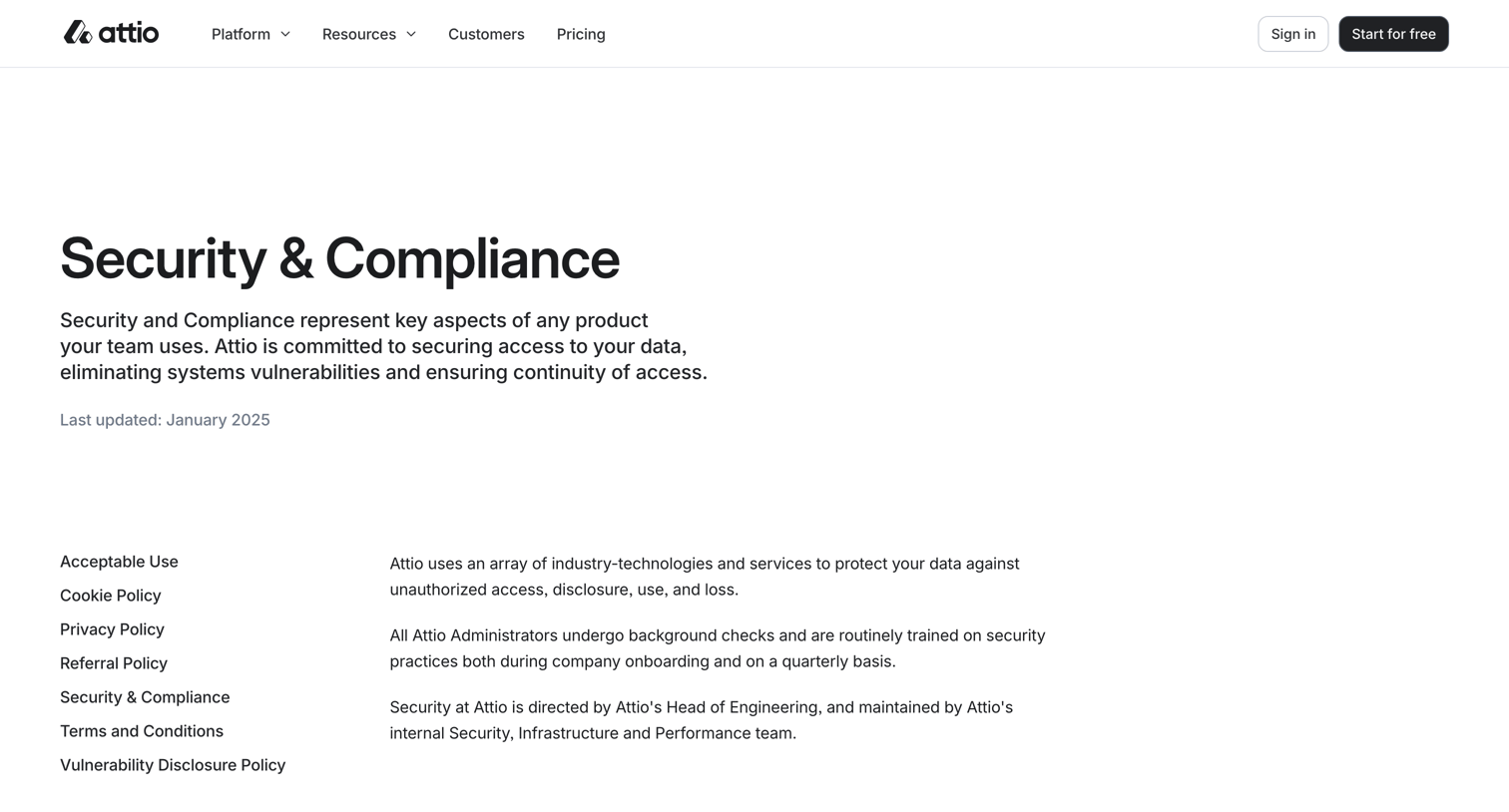 Attio - Security & Compliance screen