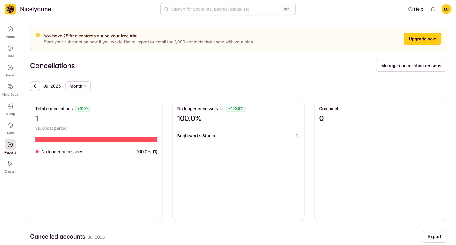 Outseta - Engagement by Account screen