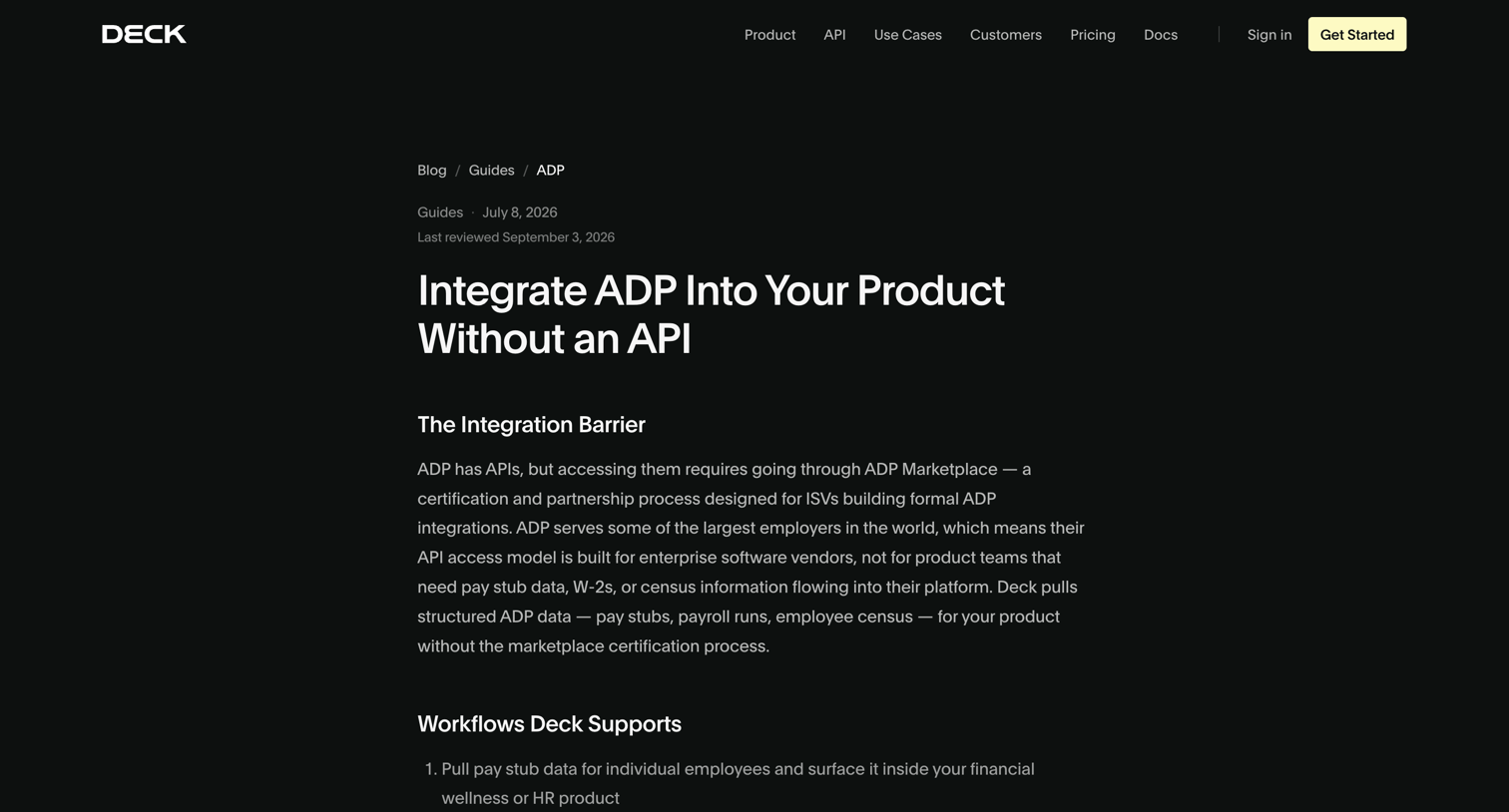 Deck - ADP Integration Without an API | Deck screen