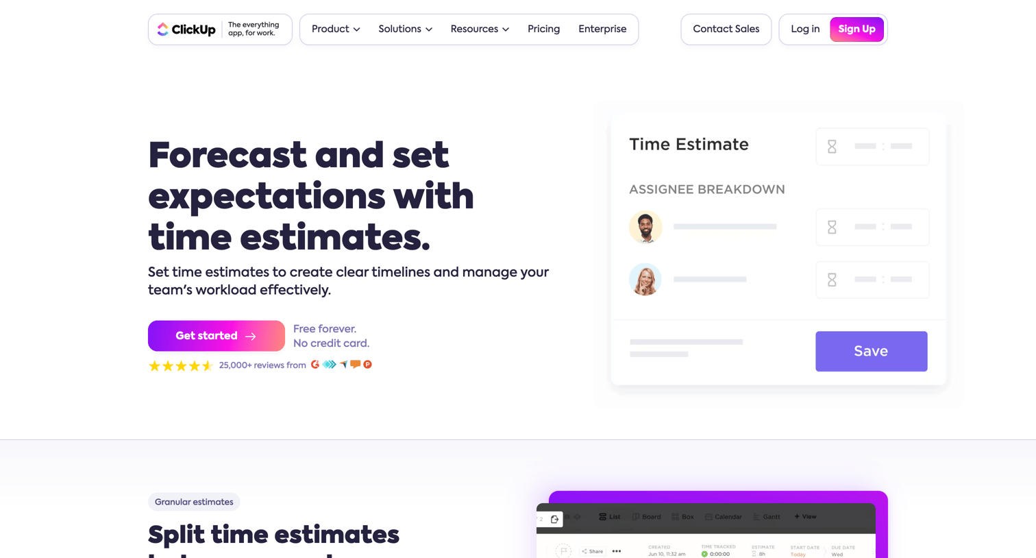 ClickUp - Project Management Software with Time Estimates | ClickUp screen