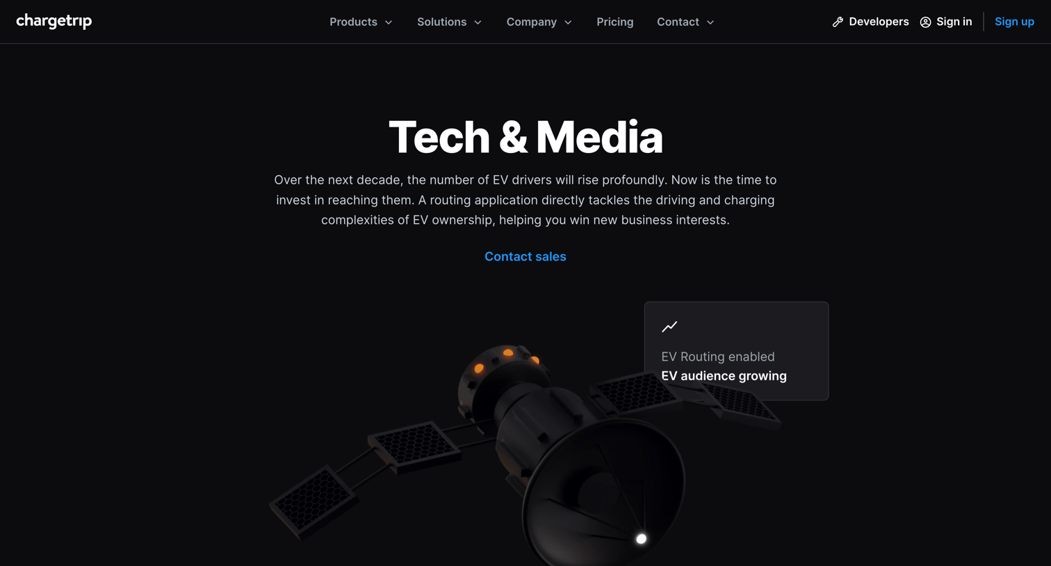 Chargetrip - Solutions for Tech and Media Companies - EV Routing | Chargetrip screen