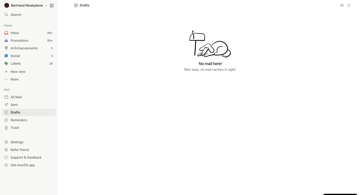 Notion Mail - Drafts • nicelydoneproducts@gmail.com • Notion Mail screen