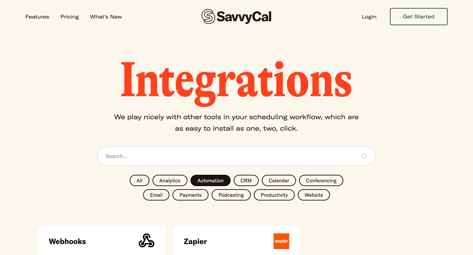 SavvyCal - Integrations • SavvyCal screen