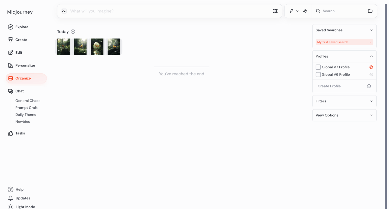 Midjourney - Organize screen