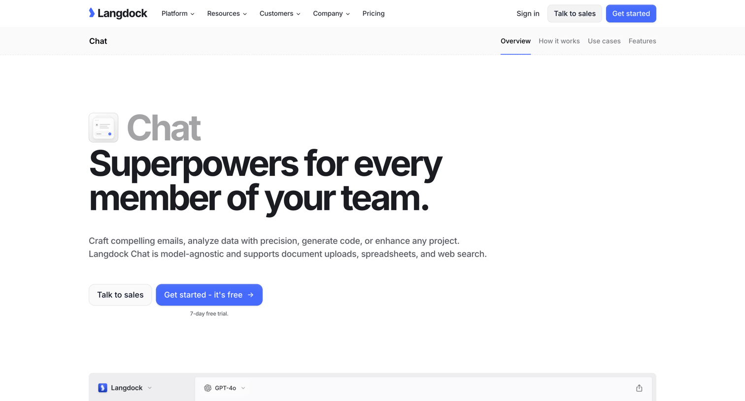 Langdock - Chat | Superpowers for every member of your team. screen