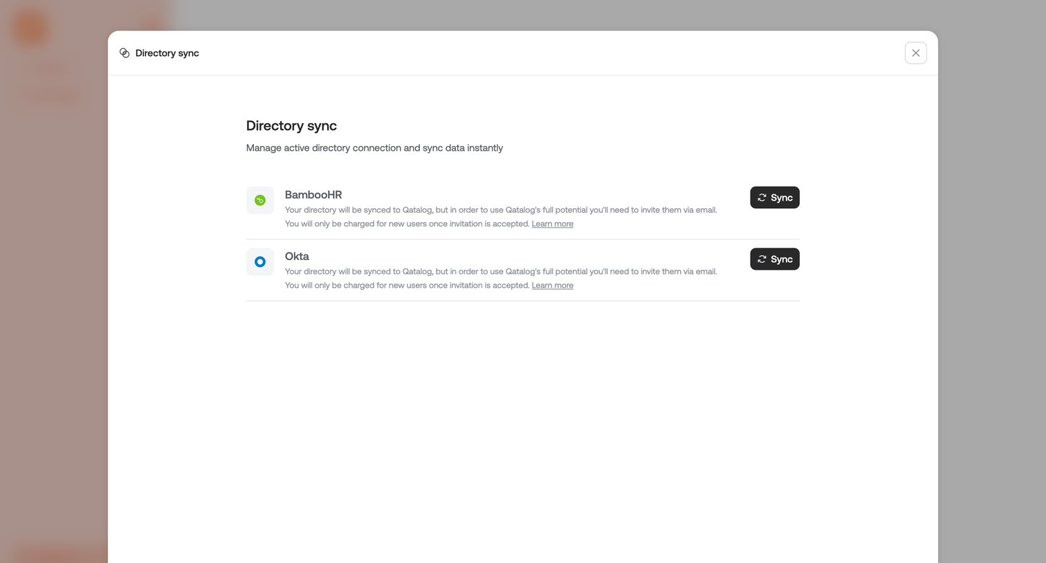 Qatalog - Settings · Qatalog screen